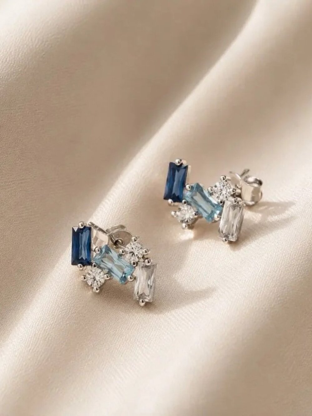 Art Deco Geometric Silver Crystal Museum Missoma Modern Art Earrings Stud Boho